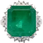 Pt･Pm900 コロンビア産エメラルド・ダイヤモンド リング 10.43・0.53ct