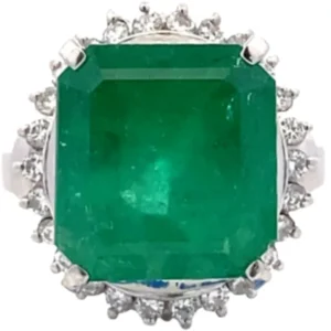 Pt･Pm900 コロンビア産エメラルド・ダイヤモンド リング 10.43・0.53ct
