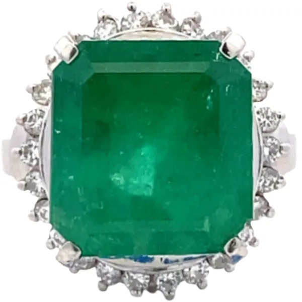 Pt･Pm900 コロンビア産エメラルド・ダイヤモンド リング 10.43・0.53ct