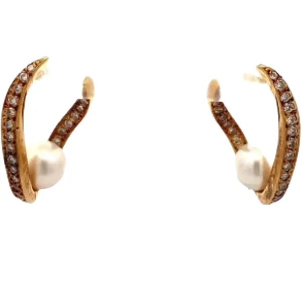 K18 パール・ダイヤモンド ピアス 0.442 ct