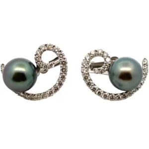 K18WG/K14WG パール・ダイヤモンド ピアス/イヤリング 1.66ct