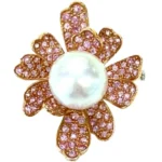 K18 パール・サファイア ブローチ S1.67ct