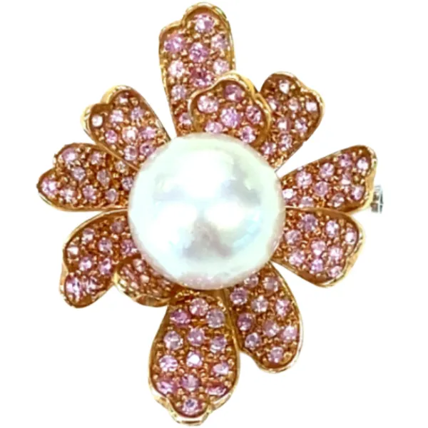 K18 パール・サファイア ブローチ S1.67ct