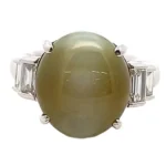 Pt･Pm900 クリソベリルキャッツアイ・ダイヤモンド 14.765・D0.52ct