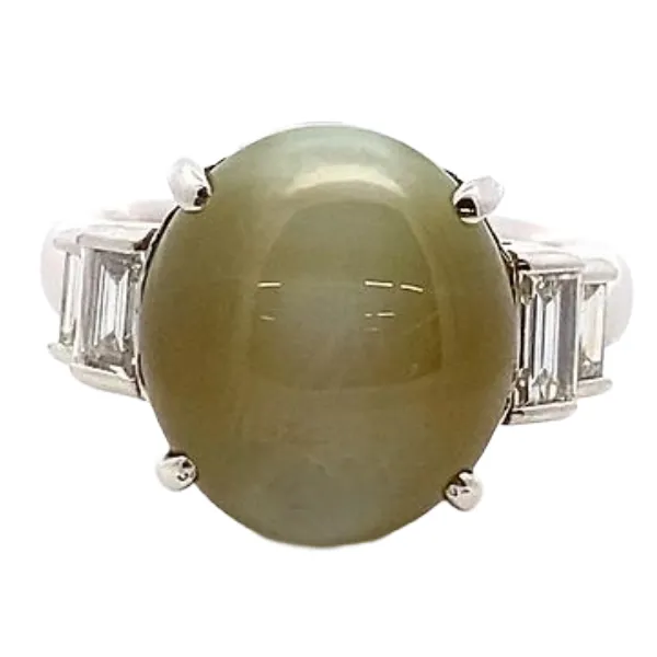 Pt･Pm900 クリソベリルキャッツアイ・ダイヤモンド 14.765・D0.52ct