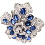 K18 ブルーサファイア・ダイヤモンド ブローチ S20.22・D1.31・7.63ct