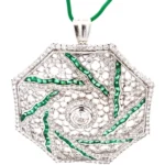 K18/Pt900 エメラルド・ダイヤモンド ネックレス/ペンダントトップ 3.24・2.75ct