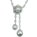 K18WG パール・ダイヤモンド ネックレス/ペンダントトップ D1.5 ct