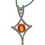 Pt900/K18[Kﾒｲﾝ] スペサルティンガーネット・ダイヤモンド ネックレス/ペンダントトップ 5.39・0.93ct