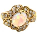 K18 オパール・ダイヤモンド リング 0.91・0.34ct