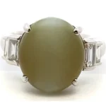 Pt･Pm900 クリソベリルキャッツアイ・ダイヤモンド リング 14.765・D0.52ct