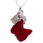 Pt･Pm900 サンゴ・ダイヤモンド ネックレストップ 0.18 ct