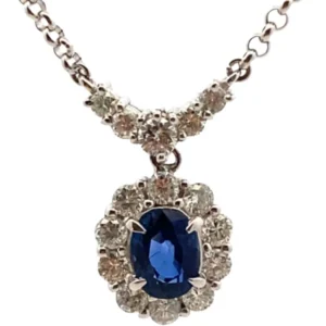 Pt900/Pt850 サファイア・ダイヤモンド ネックレス/ペンダントトップ 1.41・D0.90ct