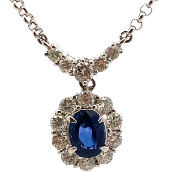 Pt900/Pt850 サファイア・ダイヤモンド ネックレス/ペンダントトップ 1.41・D0.90ct