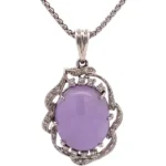 K18WG ラベンダー翡翠・ダイヤモンド ネックレス/ペンダントトップ 10.66・D0.18ct