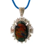 Pt･Pm900 ブラックオパール・ダイヤモンド ネックレス/ペンダントトップ 2.78・0.72・0.13ct