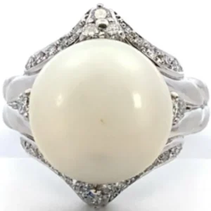 Pt･Pm900 パール・ダイヤモンド リング 0.55ct