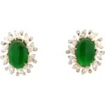 Pt900 翡翠・ダイヤモンド ピアス/イヤリング