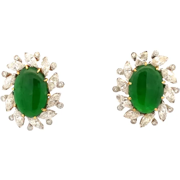 Pt900 翡翠・ダイヤモンド ピアス/イヤリング