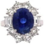 Pt･Pm900 スリランカ産非加熱ブルーサファイア・ダイヤモンド リング S6.41 ct D2.48 ct