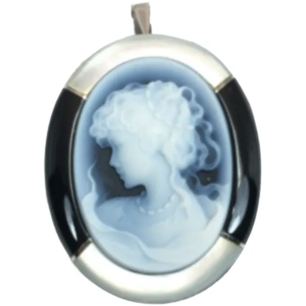 K14 カメオ・シェル・オニキス ブローチ