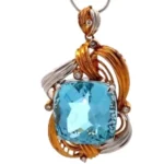 Pt900K18[Kﾒｲﾝ] アクアマリン・ダイヤモンド ネックレストップ 19.93 ct 0.13 ct