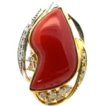 Pt900/K18[Ptﾒｲﾝ] サンゴ・ダイヤモンド リング 19.11・D0.46ct