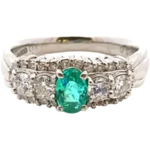 Pt･Pm900 ブラジル産パライバトルマリン・ダイヤモンド リング 0.37・D0.56ct