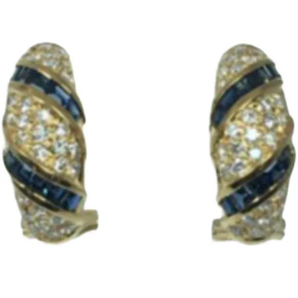 18K サファイア・ダイヤモンド ピアス/イヤリング S1.4・D0.99 ct