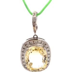 Pt･Pm900 イエローサファイア・ダイヤモンド ネックレス/ペンダントトップ 13.2・D0.4ct