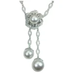 K18WG パール・ダイヤモンド ネックレス D1.5 ct