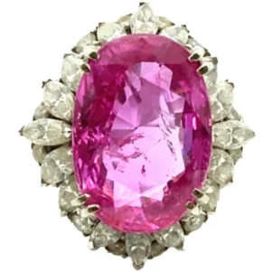 Pt･Pm900 ベトナム産非加熱パープリッシュピンクサファイア・ダイヤモンド リング 16.75・3.1ct