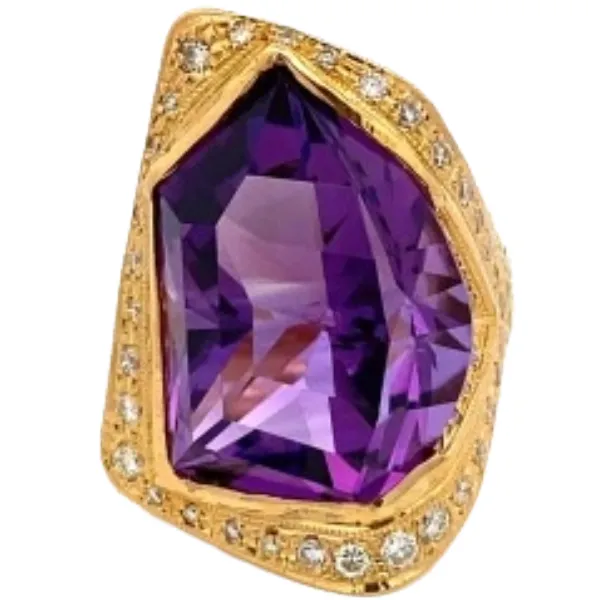K18 アメシスト・ダイヤモンド リング