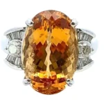 Pt･Pm900 インペリアルトパーズ・ダイヤモンド 12.45・0.46ct