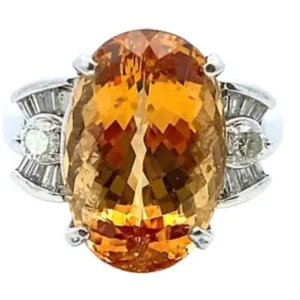 Pt･Pm900 インペリアルトパーズ・ダイヤモンド 12.45・0.46ct