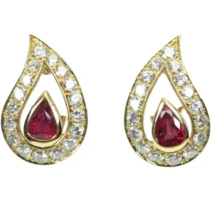 K18 ルビー・ダイヤモンド ピアスイヤリング 0.85・0.83 ct D0.77・D0.77 ct