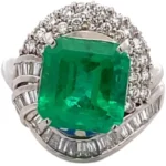 Pt･Pm900 コロンビア産エメラルド・ダイヤモンド リング E7.29・D1.39ct