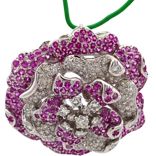 K18 ピンクサファイア・ダイヤモンド ネックレス/ペンダントトップ 5.86・D2.12ct