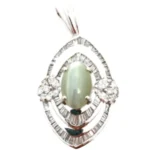 Pt･Pm900 クリソベリルキャッツアイ・ダイヤモンド ネックレス/ペンダントトップ 2.41・D1.04ct
