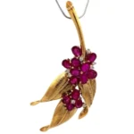 K18 ルビー・ダイヤモンド ブローチ 3.73・0.15 ct