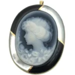 K18 ストーンカメオ・シェル・オニキス ブローチ