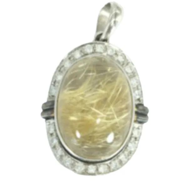 Pt900/K18[Ptﾒｲﾝ] ルチルクォーツ・ダイヤモンド ネックレス/ネックレストップ 15.38 ct 0.43 ct