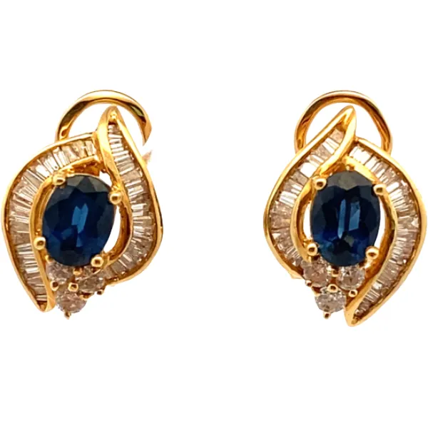 K18 サファイア・ダイヤモンド ピアス/イヤリング S2.80・D1.12ct