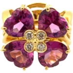 K18 ガーネット・ダイヤモンド リング 0.15ct