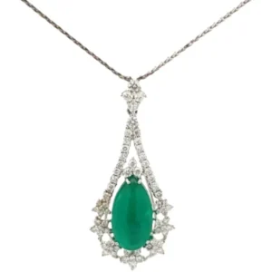 K18WG コロンビア産エメラルド・ダイヤモンド ネックレスペンダントトップ 5.28・D1.2ct
