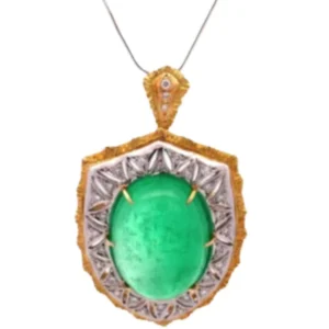 Pt900K18 コロンビア産エメラルド・ダイヤモンド ネックレスペンダントトップ 35.4 ct D0.37 ct