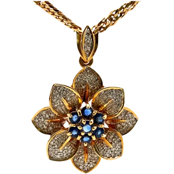 K18 サファイア・ダイヤモンド ネックレス/ペンダントトップ S1.1・0.44ct