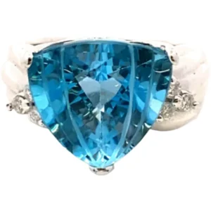 K18WG ブルートパーズ・ダイヤモンド リング 11.0・0.15ct