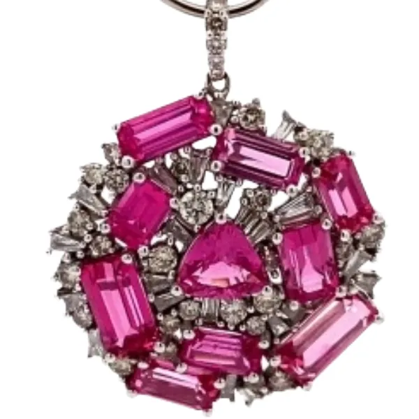 K18WG スピネル・ダイヤモンド ネックレスペンダントトップ 5.38・D0.68 ct