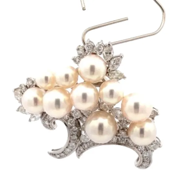 Pt･Pm900 パール・ダイヤモンド ブローチ 2.54 ct